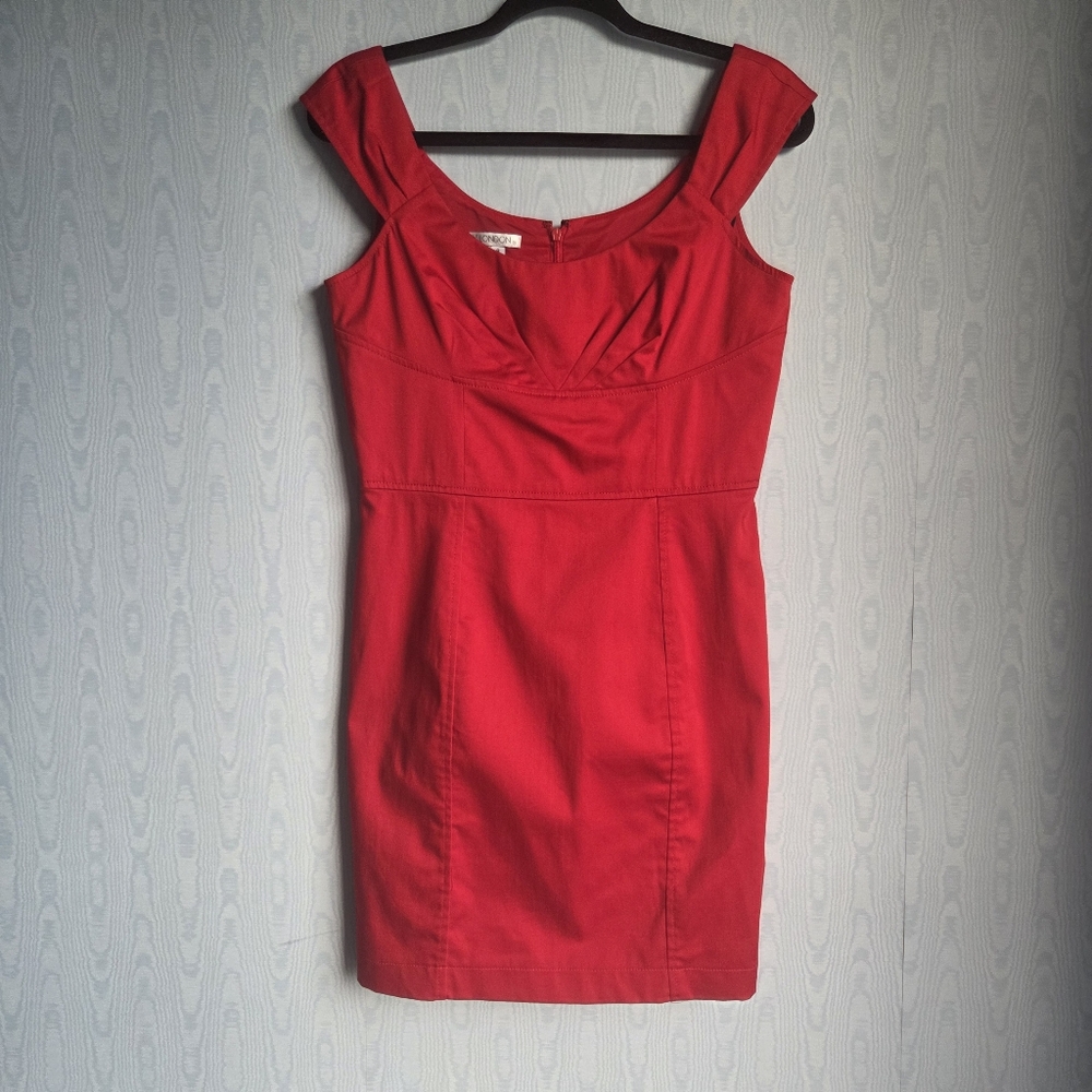 Maggy London Bustier Sheath Mini Cocktail Dress Red Bodycon Sleeveless 8‎